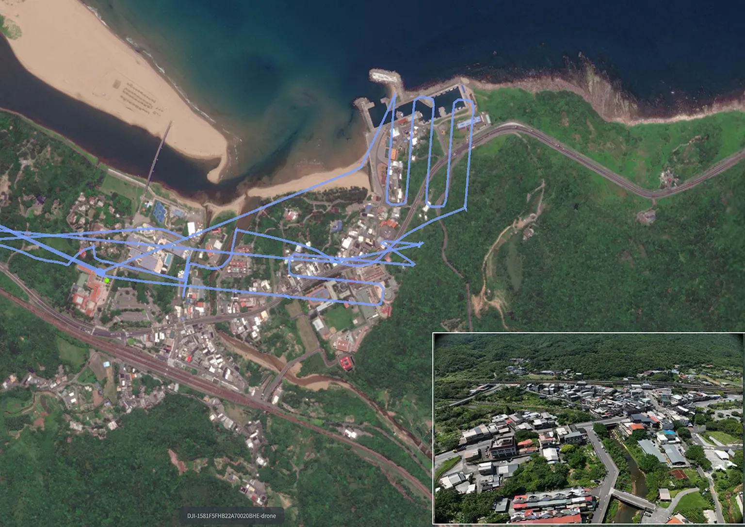 UAV in-mission interface showing real-time flight path and synchronized video feed for progress monitoring and data accuracy