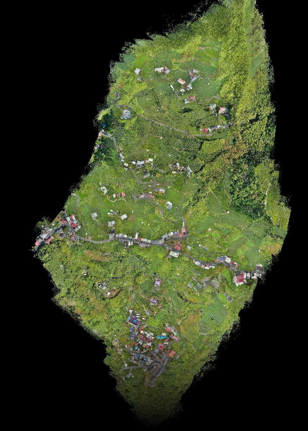 UAV LiDAR mapping result showing detailed point cloud and terrain modeling