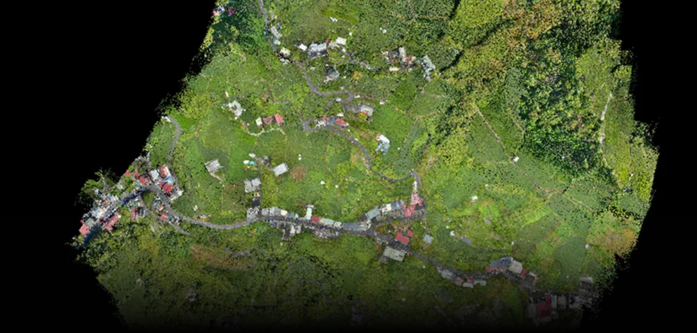UAV LiDAR mapping result showing detailed point cloud and terrain modeling